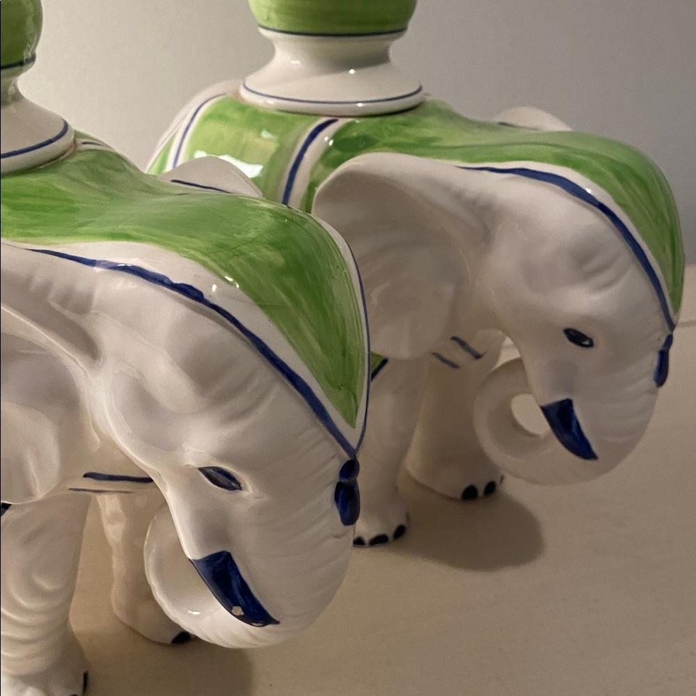 Vintage Fitz And Floyd Ceramic Elephant Candle Holders Set of 2 Rare - Picture 11 of 12